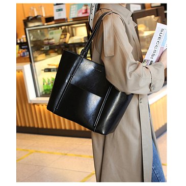 Genuine Leather Smooth Tote Bag