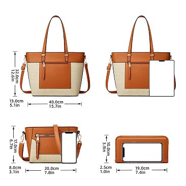 Fashion 3-in-1 Staw Shopper Set