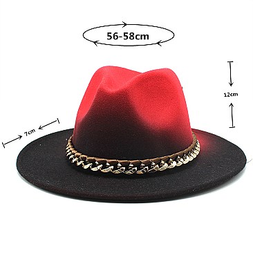 2 Tone Chain Accent Fedora Hat