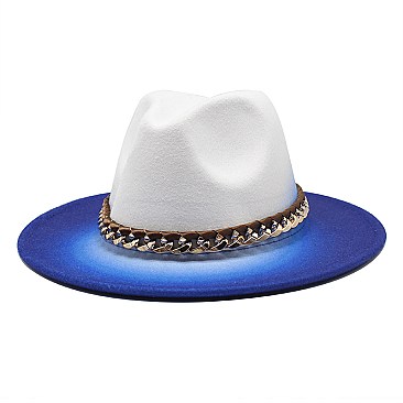 2 Tone Chain Accent Fedora Hat