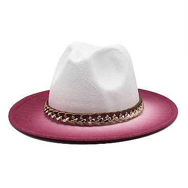 2 Tone Chain Accent Fedora Hat