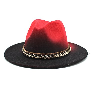 2 Tone Chain Accent Fedora Hat