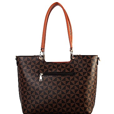 Bow Accent Monogram Two-Tone Tote Wallet SET MH-007-7283W