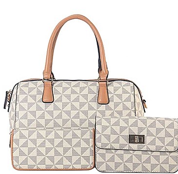 3 IN 1 MONOGRAM SATCHEL CROSS-BODY WITH WALLET SET