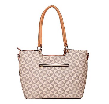 2IN1 FASHION RIBBON CHECKERED TOTE BAG WITH MATCHING WALLET