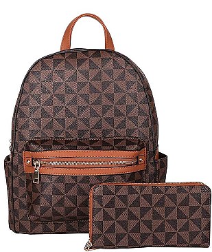 2 IN 1 TRIANGULAR DESIGN CHECK BACKPACK