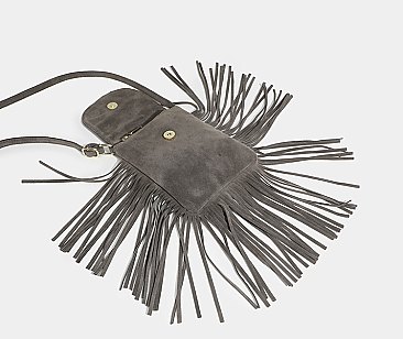 Fringed Flap Cell-Phone Holder Cross-Body