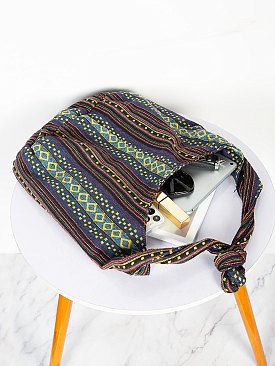 Aztec Print Knitted Crochet Shopping Shoulder Handbag