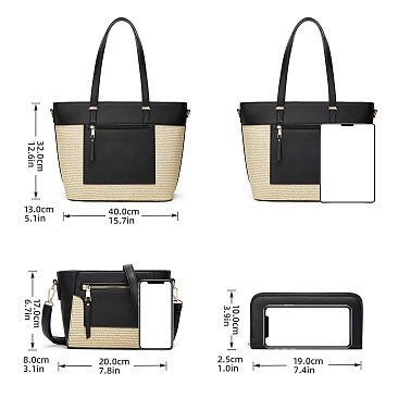 Fashion 3-in-1 Staw Shopper Set