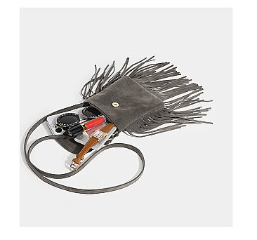 Fringed Flap Cell-Phone Holder Cross-Body