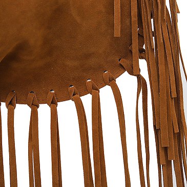 Suede Fringe Hobo Shoulder Bag