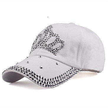 Rhinestone Crystal Studded Crown Denim Cap