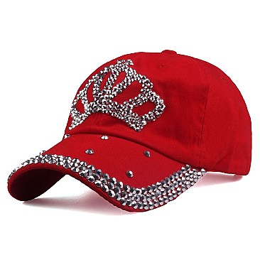 Rhinestone Crystal Studded Crown Denim Cap