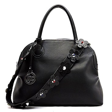 Fashion Dome Satchel with Flower Strap