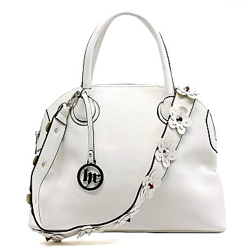 Fashion Dome Satchel with Flower Strap