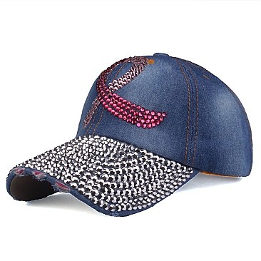 "Pink Ribbon" Symbol Fashion Denim Cap