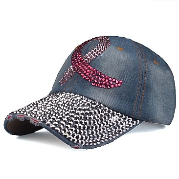 "Pink Ribbon" Symbol Fashion Denim Cap