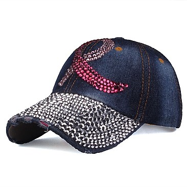 "Pink Ribbon" Symbol Fashion Denim Cap