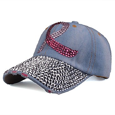 "Pink Ribbon" Symbol Fashion Denim Cap