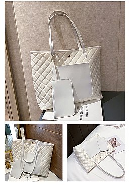 2 in 1 Quilted Shopping Tote Bag