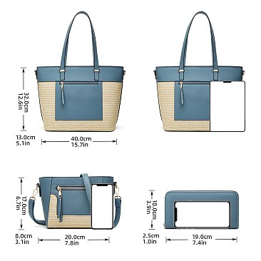 Fashion 3-in-1 Staw Shopper Set
