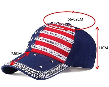 Crystal USA Flag Cotton Cap