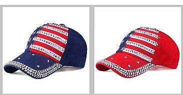 Crystal USA Flag Cotton Cap