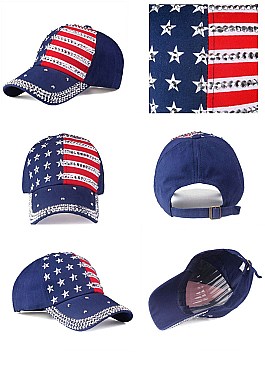 Crystal USA Flag Cotton Cap