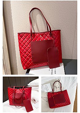 2 in 1 Quilted Shopping Tote Bag