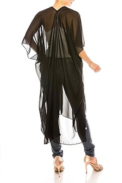 Pack of 12 Pieces Stylish Sheer Solid Kimono Cardigan LAHN015