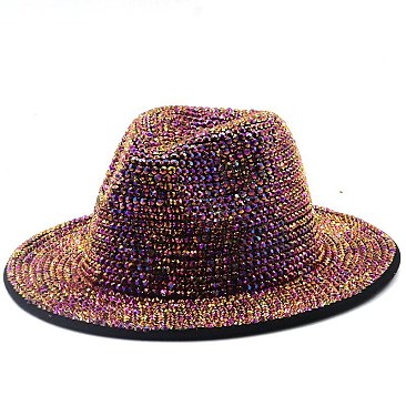 Stylish Rhinestone Fedora Hat