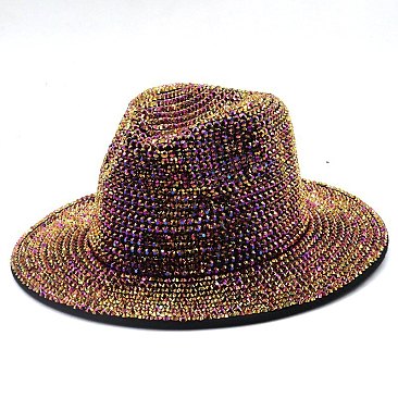 Stylish Rhinestone Fedora Hat