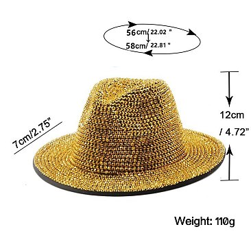 Stylish Rhinestone Fedora Hat