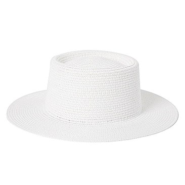 Flat Top Fedora Straw Hat -NEW