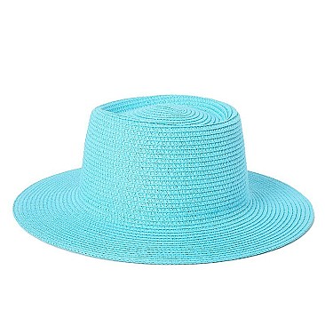 Flat Top Fedora Straw Hat -NEW