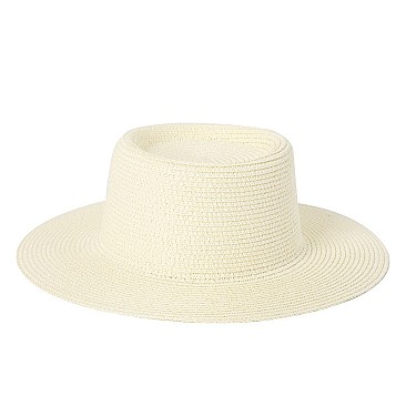 Flat Top Fedora Straw Hat -NEW