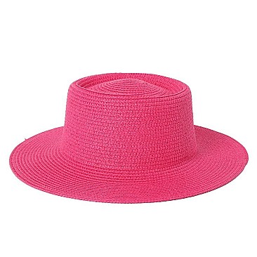 Flat Top Fedora Straw Hat -NEW