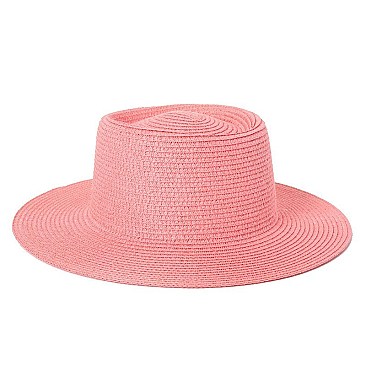 Flat Top Fedora Straw Hat -NEW