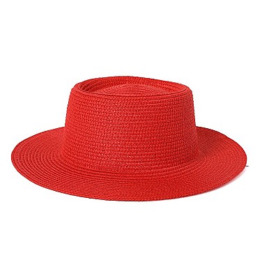 Flat Top Fedora Straw Hat -NEW