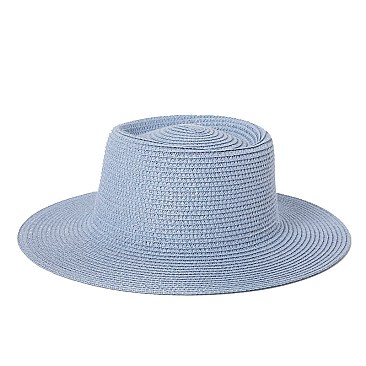 Flat Top Fedora Straw Hat -NEW