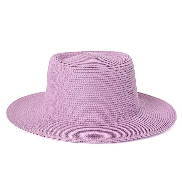 Flat Top Fedora Straw Hat -NEW