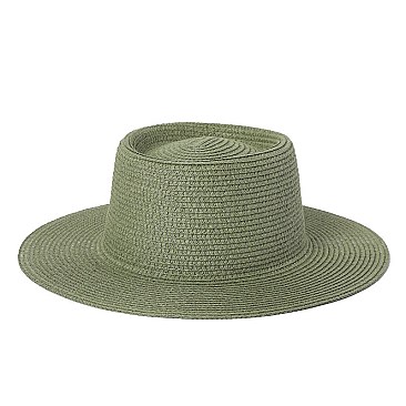 Flat Top Fedora Straw Hat -NEW