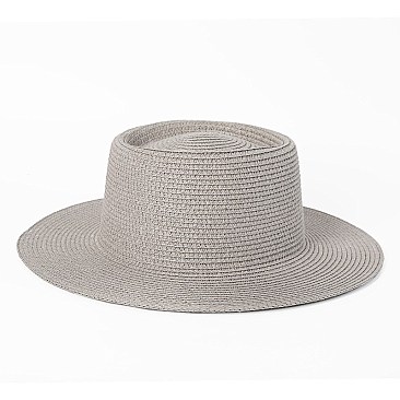 Flat Top Fedora Straw Hat -NEW