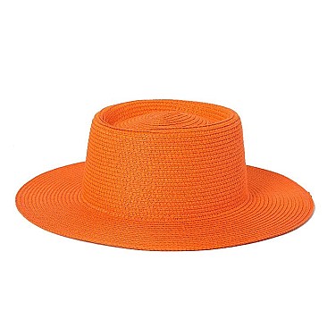 Flat Top Fedora Straw Hat -NEW