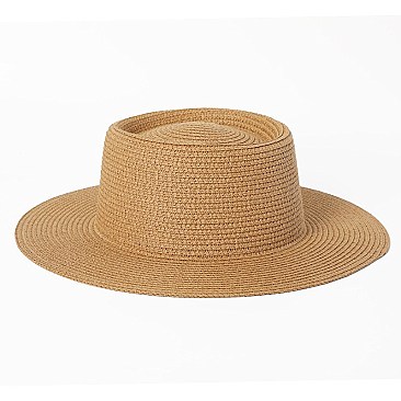 Flat Top Fedora Straw Hat -NEW