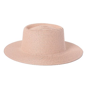 Flat Top Fedora Straw Hat -NEW