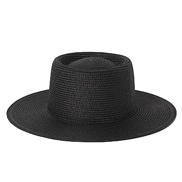 Flat Top Fedora Straw Hat -NEW