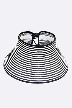 Stripe Weaved Large Straw Sun Visor LALOH022