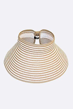 Stripe Weaved Large Straw Sun Visor LALOH022