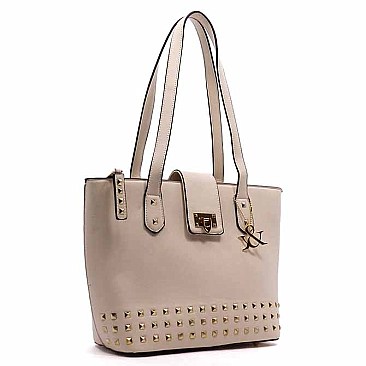 Hue & Ash Studded Flap Top Tote